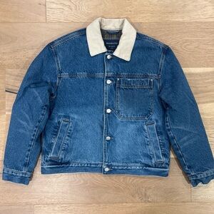 Abercrombie & Fitch Vintage Wash Denim Jacket with corduroy collar.